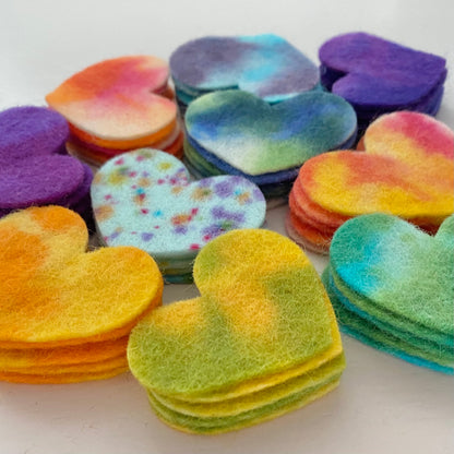 50 Pre-Cut Hearts - Sarah’s HAND-DYED