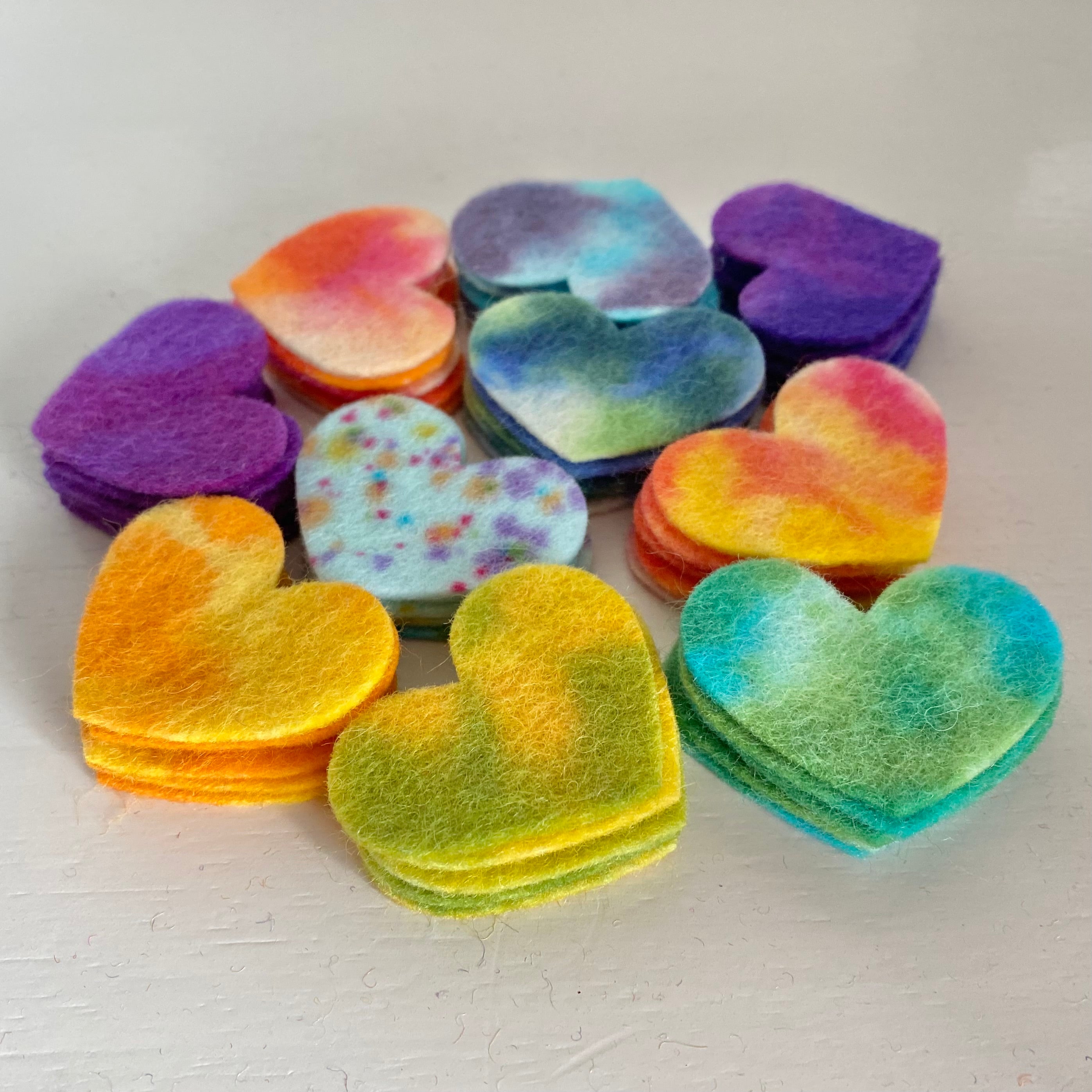 50 Pre-Cut Hearts - Sarah’s HAND-DYED