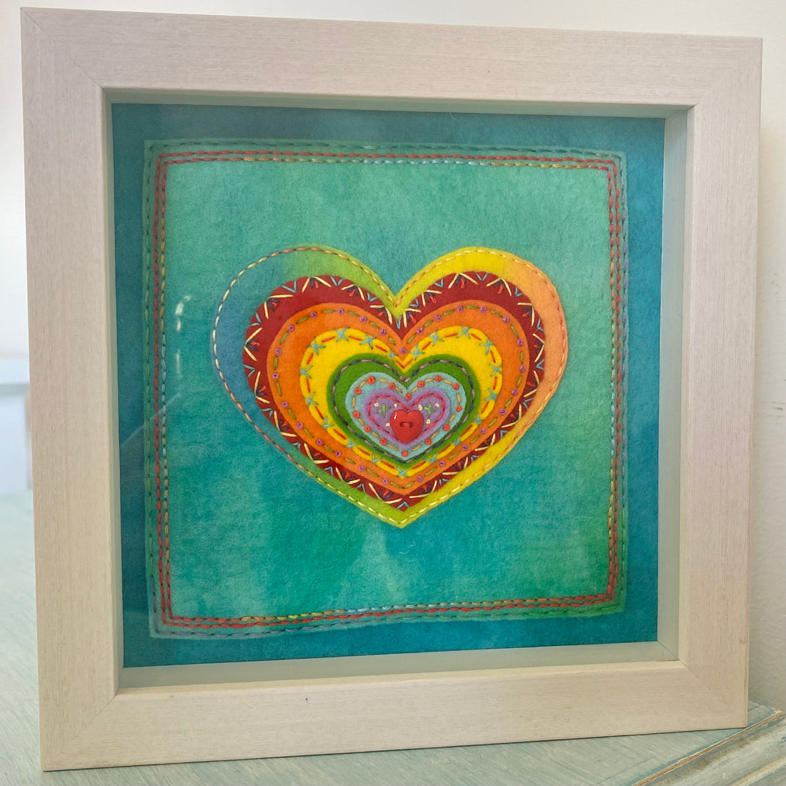 Framed Heart Art - Rainbow Skies