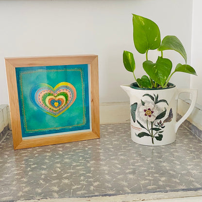 Framed Heart Art - Sunflower Forest