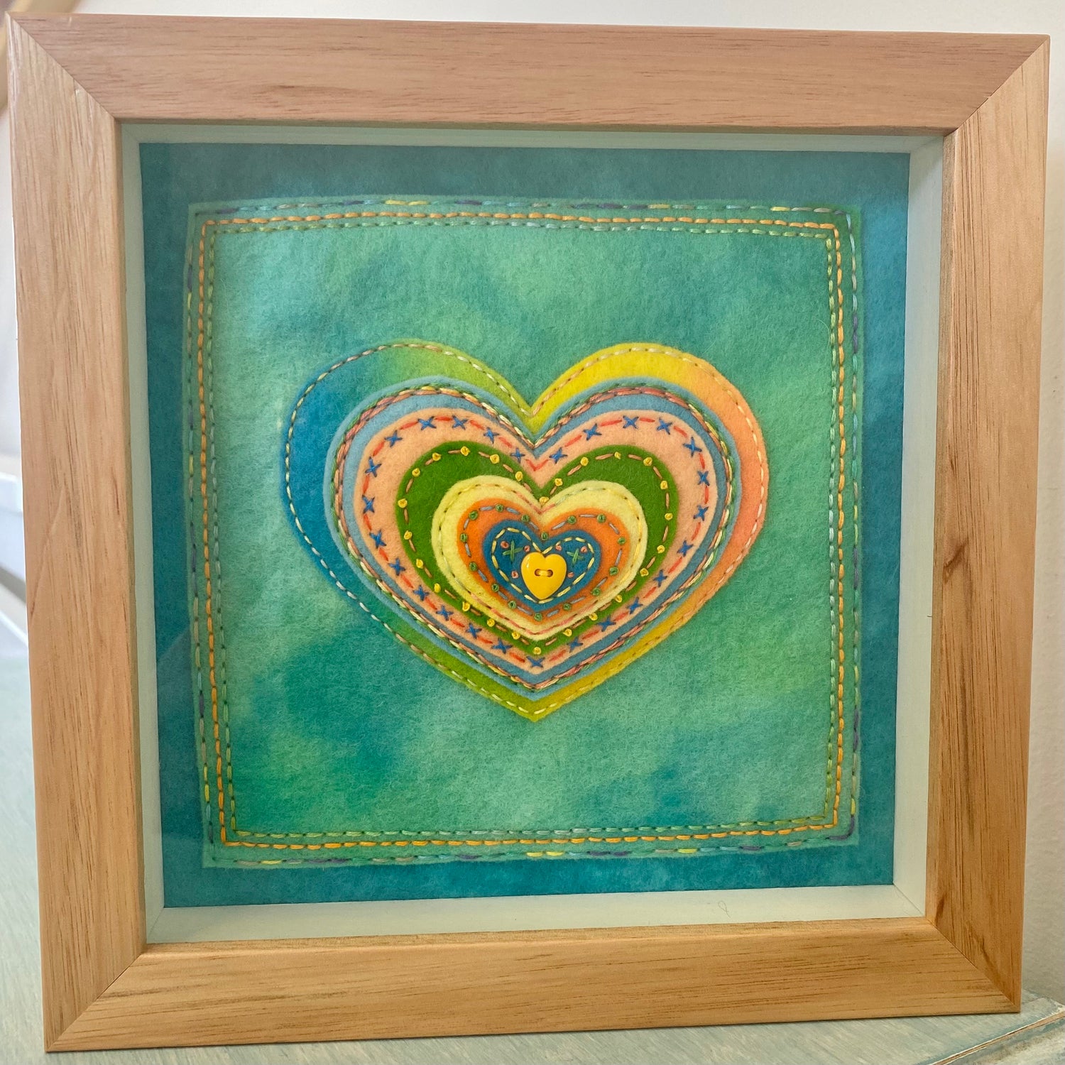 Framed Heart Art - Sunflower Forest